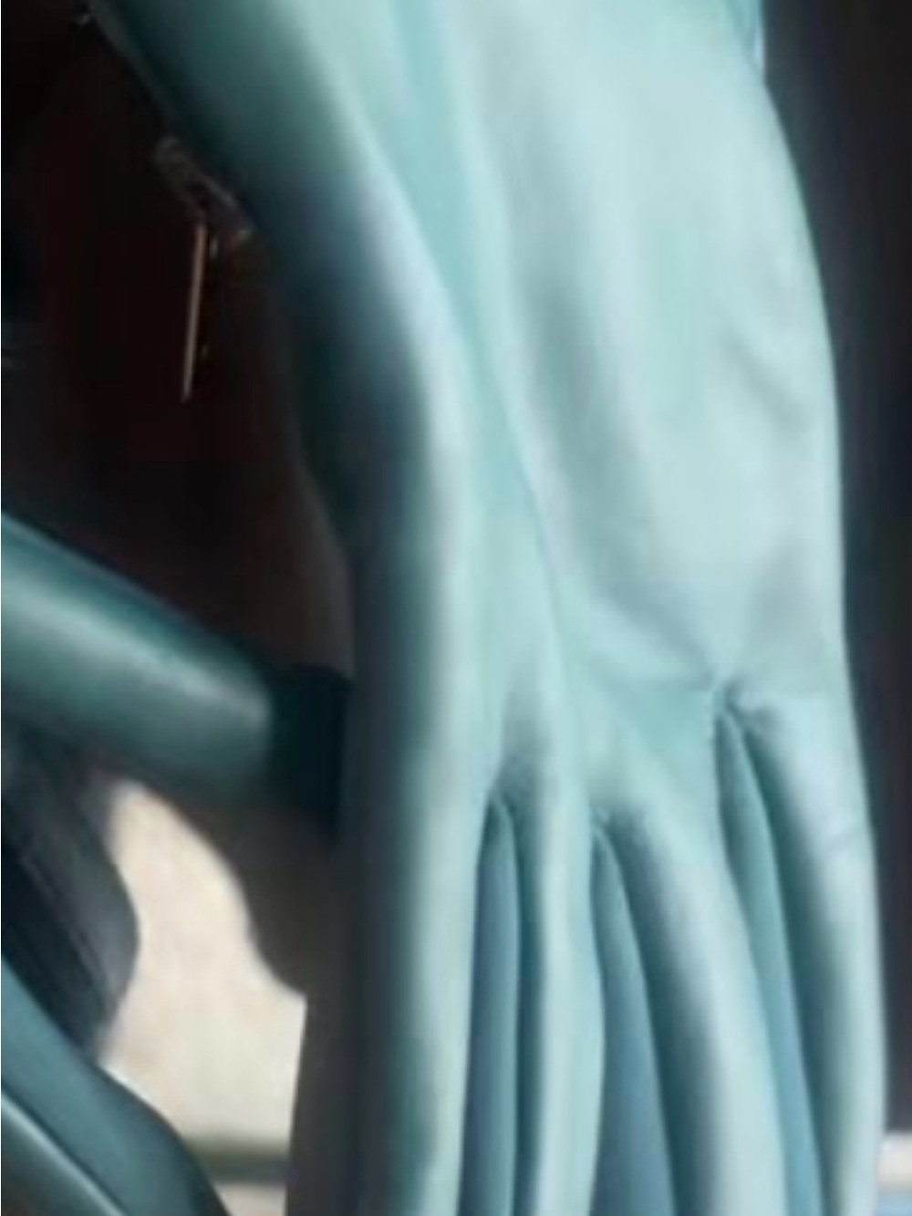 Vintage Teal Soft Genuine Leather Zip-Up Winter Dress Gloves - SizeL
